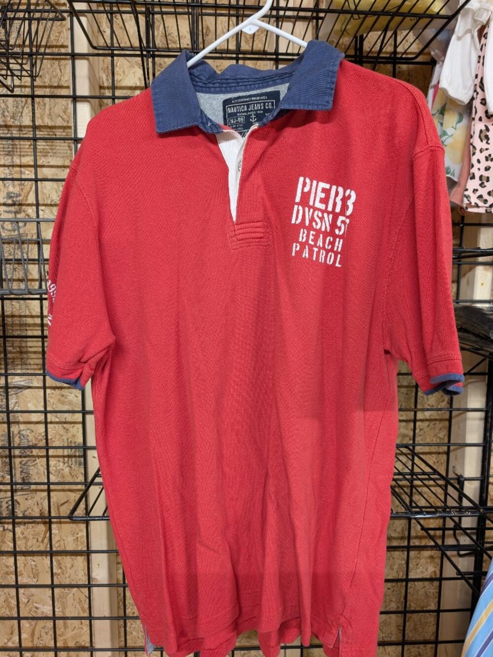 Nautica Jeans Co. Red Polo Shirt XL 100% Cotton